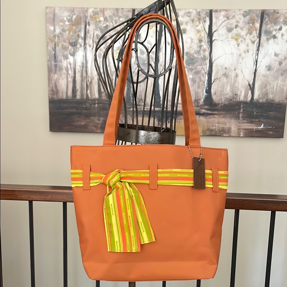 NEW World Vision Orange Nylon Tote Ribbon Feature